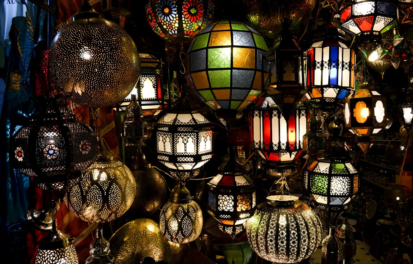 Фото обои лампы, светильники, Марокко