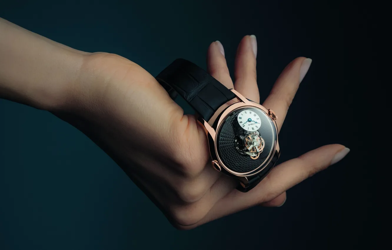 Фото обои стиль, часы, рука, красное золото, Swiss luxury watch, Maximilian Busser and Friends, LM Flying T …