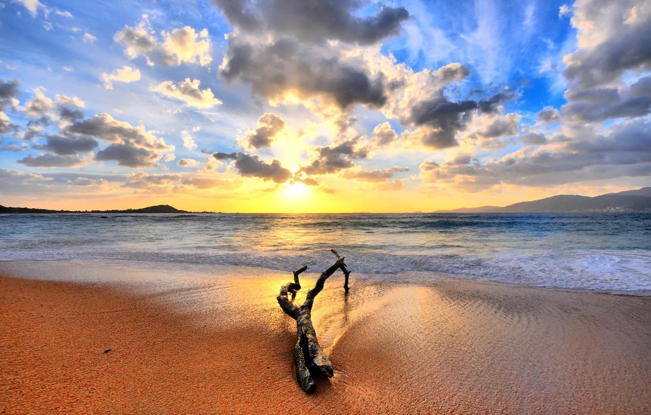 Фото обои песок, море, восход