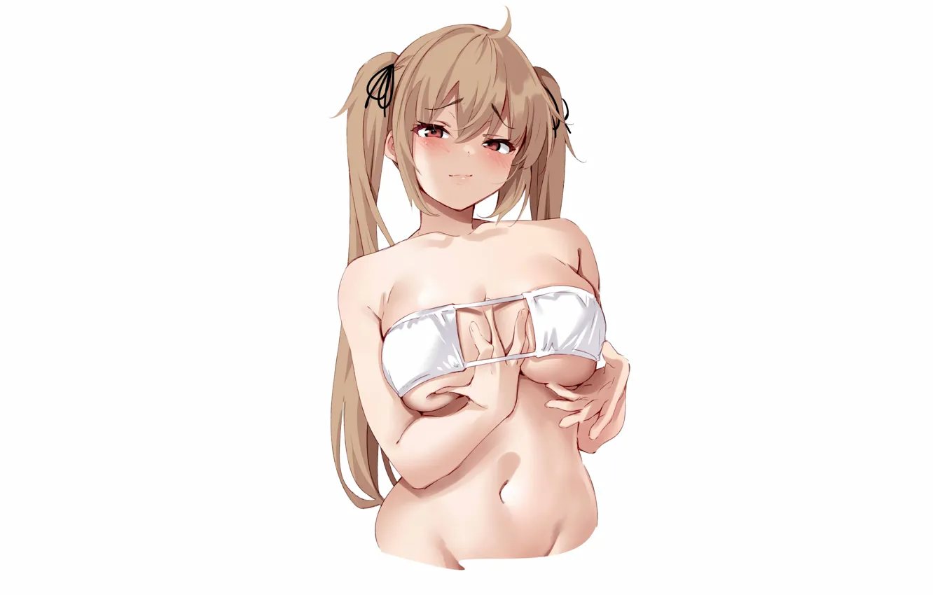Фото обои girl, sexy, cleavage, long hair, boobs, anime, beautiful, twintails