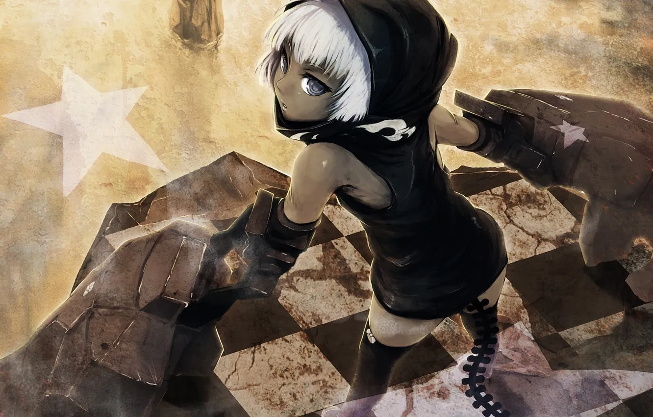 Фото обои девушка, black rock shooter, strength