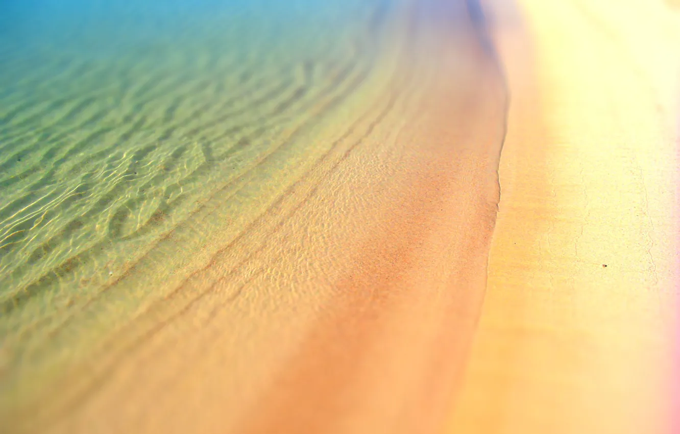Фото обои песок, море, вода, океан, берег, боке, tilt-shift