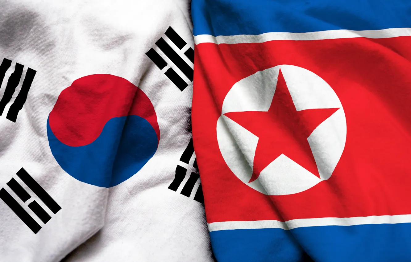Фото обои South Korea, flag, North Korea