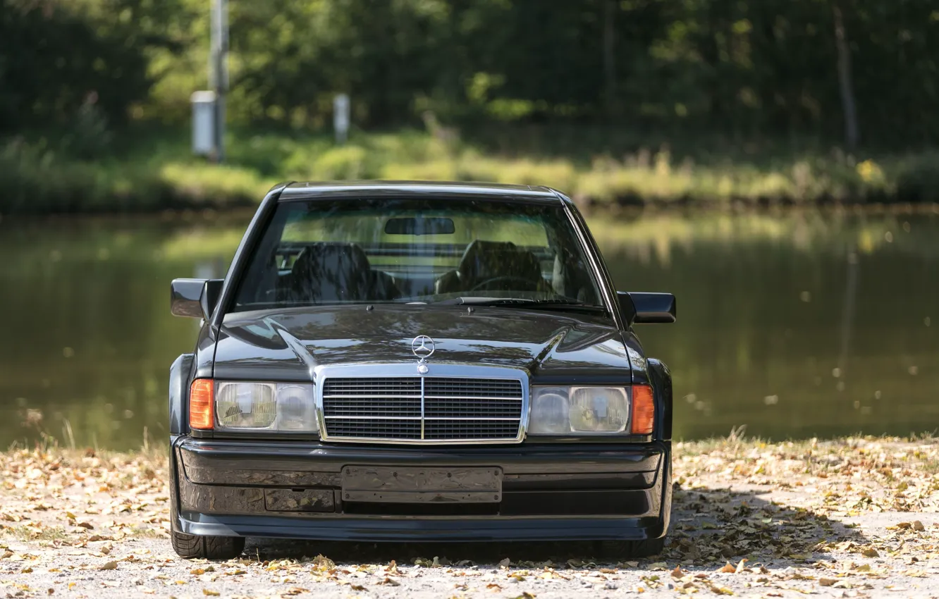 Фото обои Mercedes-Benz, Mercedes, Evolution, Front, Black, 1989, Face, W201