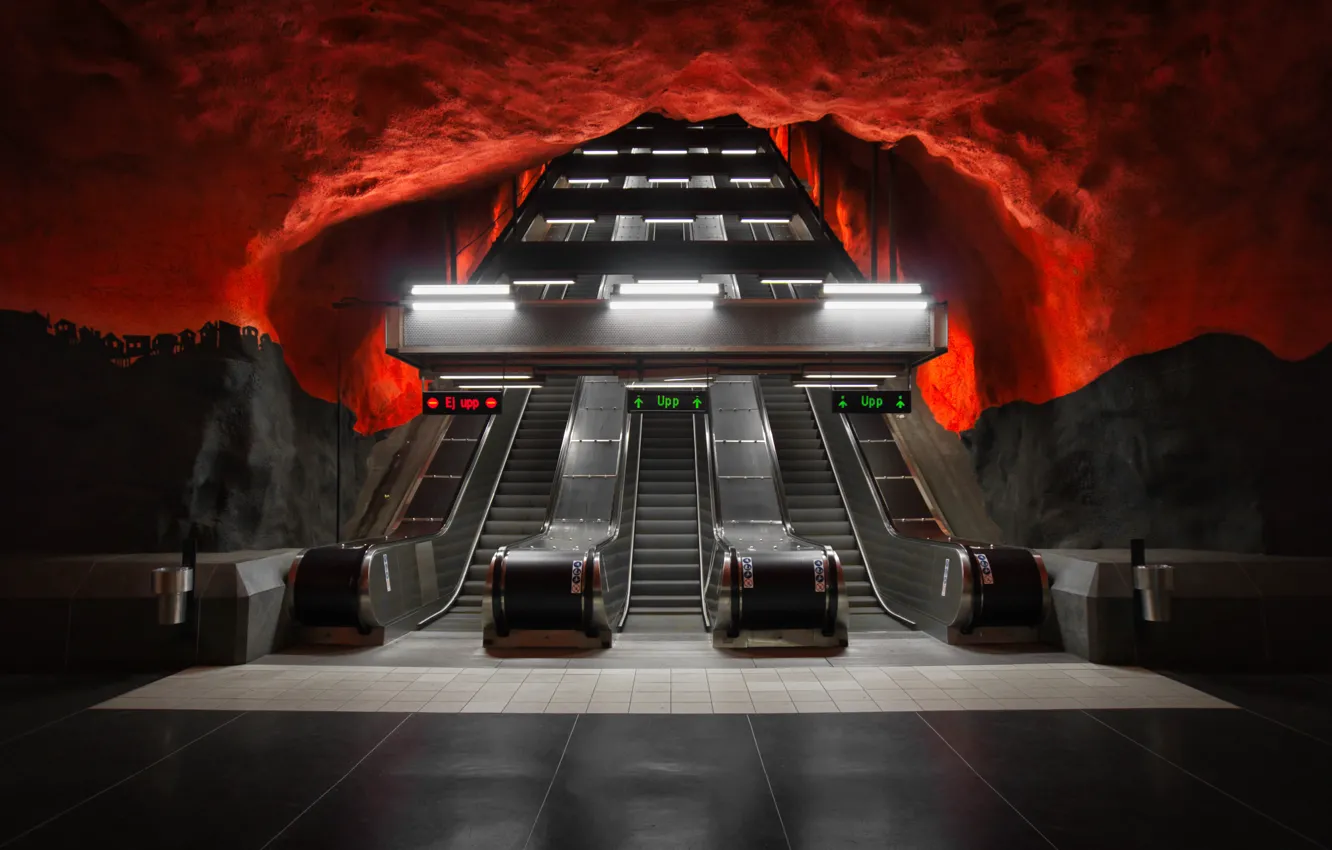 Фото обои art, stockholm, metro, sweden, desigh, arhitecture