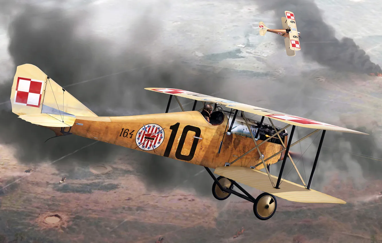 Фото обои рисунок, истребитель, арт, Fighter, Ansaldo, Balilla, польские ВВС, A.1