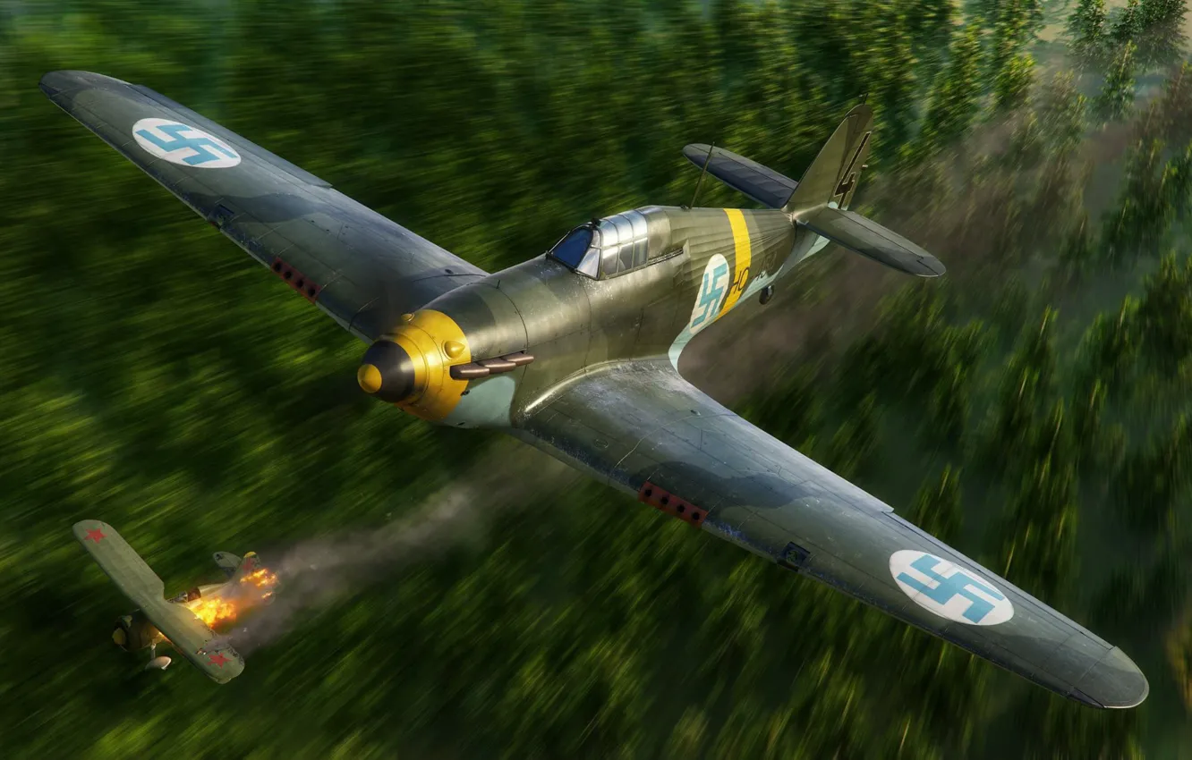 Фото обои истребитель, Финляндия, Piotr Forkasiewicz, Hawker Hurricane Mk.I Finland
