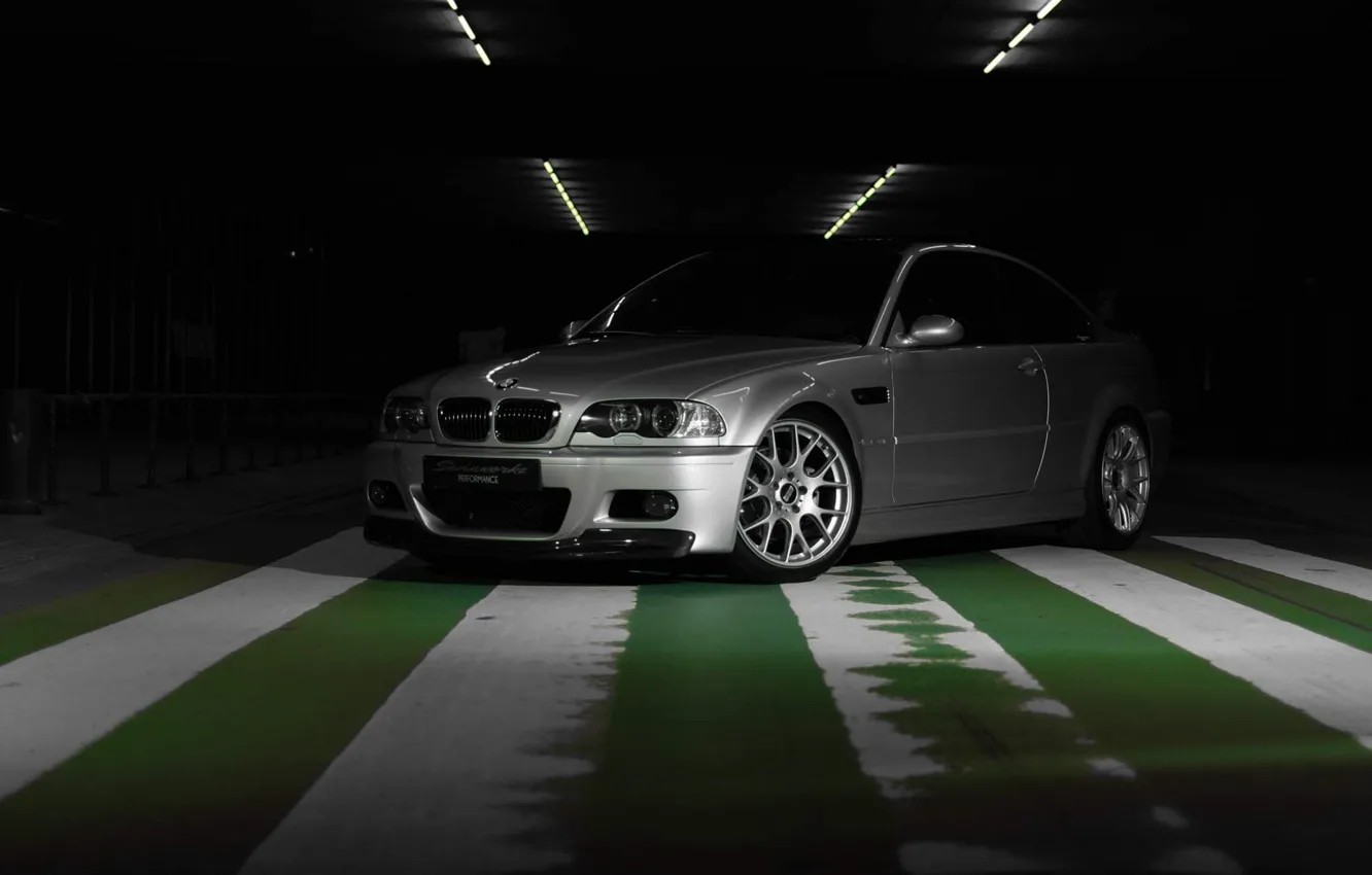 Фото обои bmw, silver, e46, m3