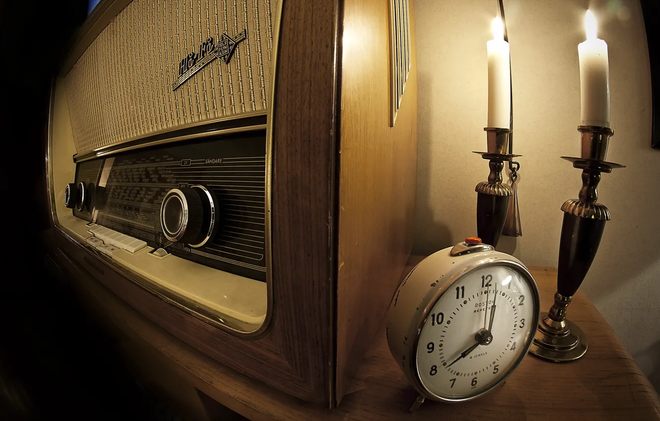 Фото обои часы, радио, приёмник