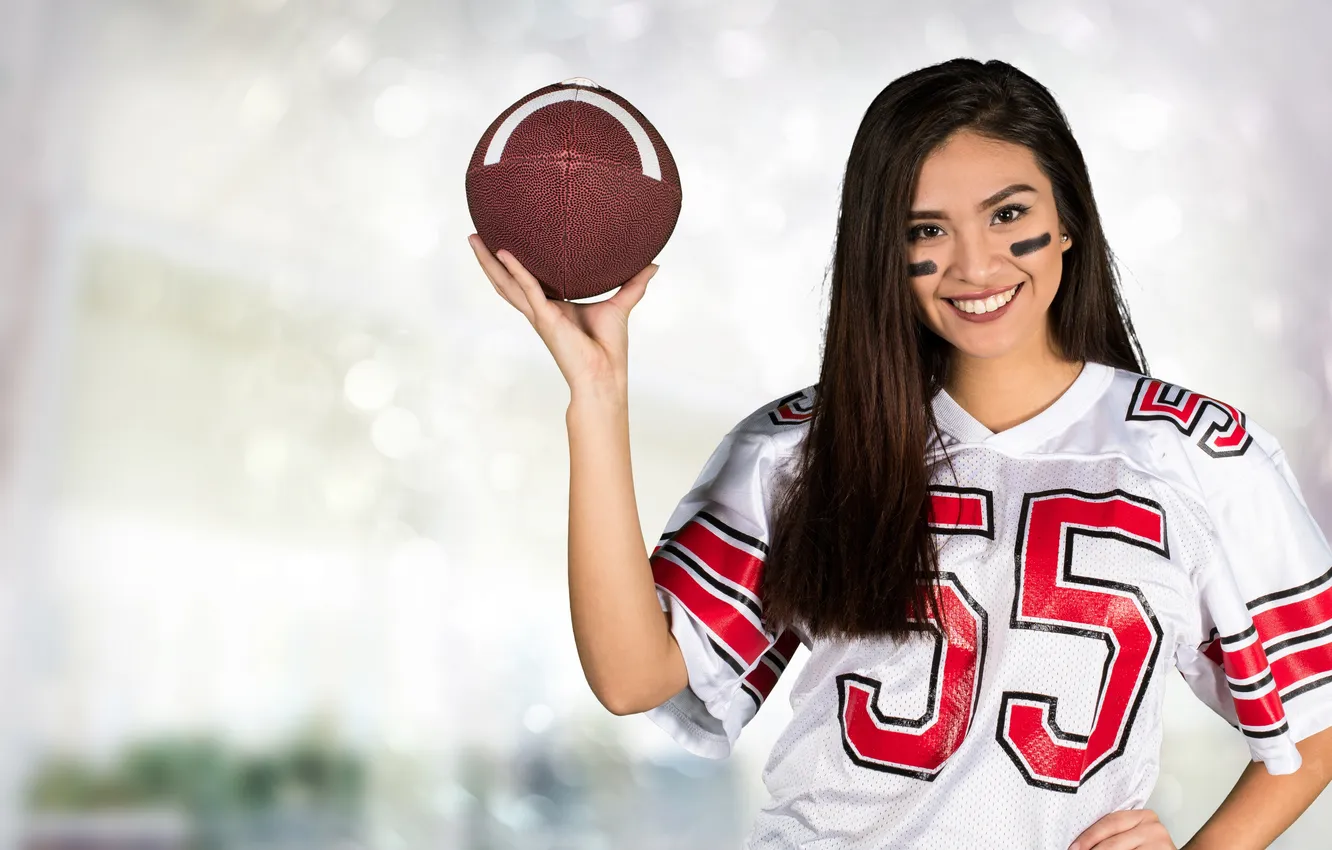 Фото обои game, happy, football, female, fitness, fan, cheerleader, hispanic