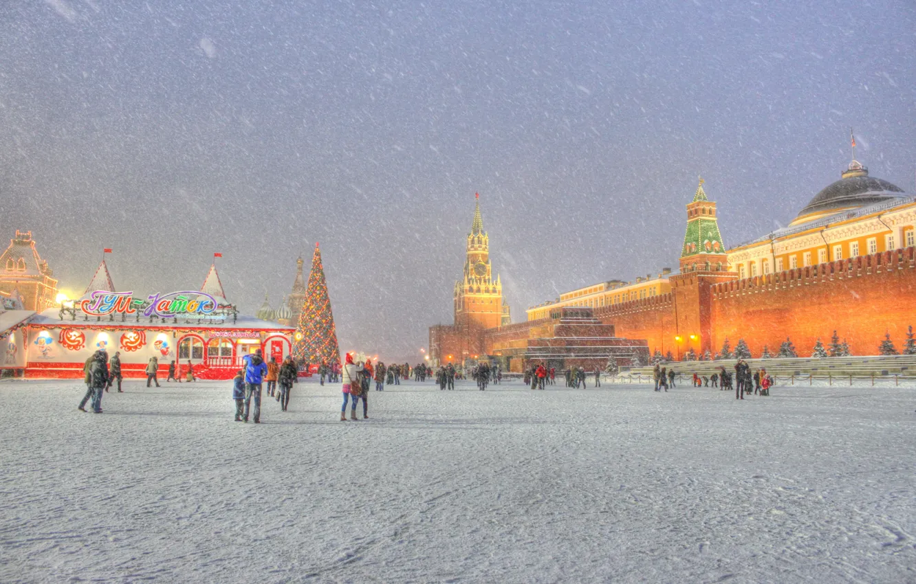 Фото обои новый год, москва, new year, красная площадь