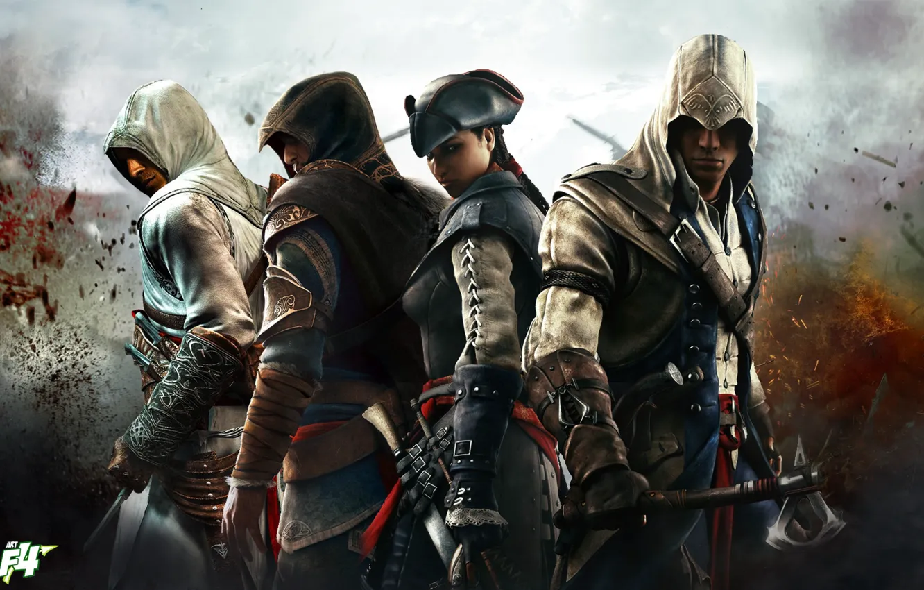 Фото обои альтаир, эцио, Assassin's Creed III, коннор, эвелин