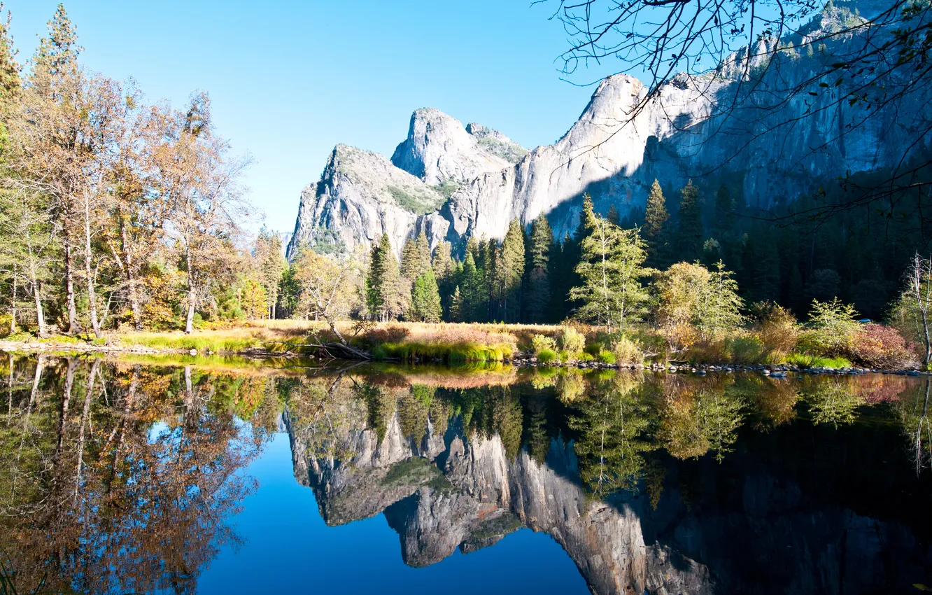 Фото обои горы, природа, река, Yosemite National Park
