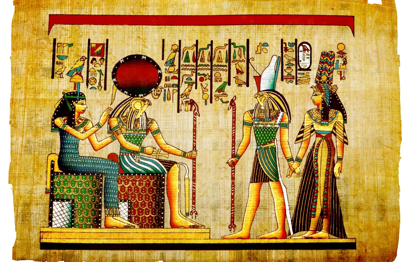 Фото обои фараон, иероглиф, египет, папирус