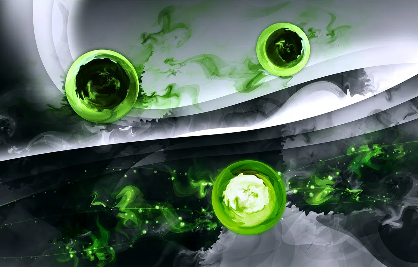 Фото обои абстракция, шары, зелёные шары