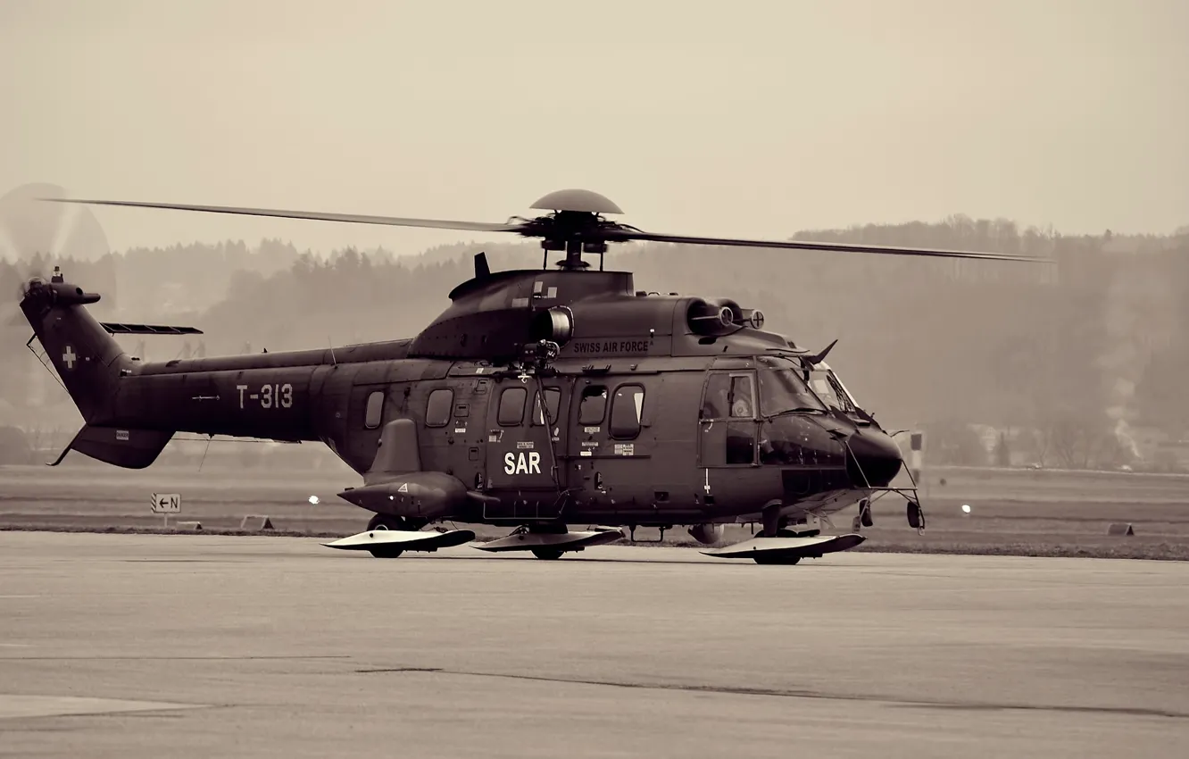 Фото обои авиация, сепия, вертолет, AS 332, Super Puma, aviation
