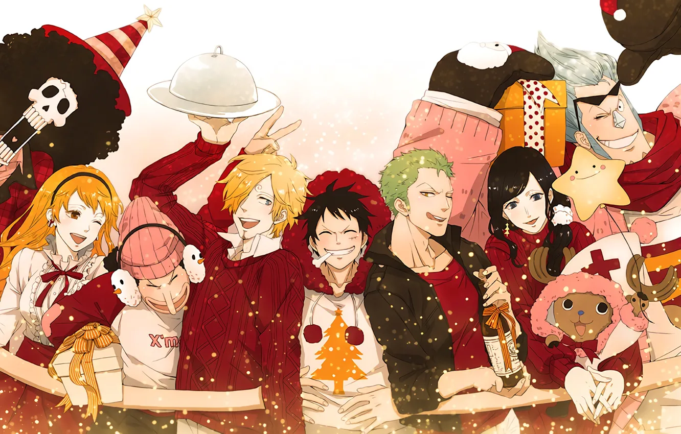 Фото обои аниме, арт, друзья, One Piece, персонади