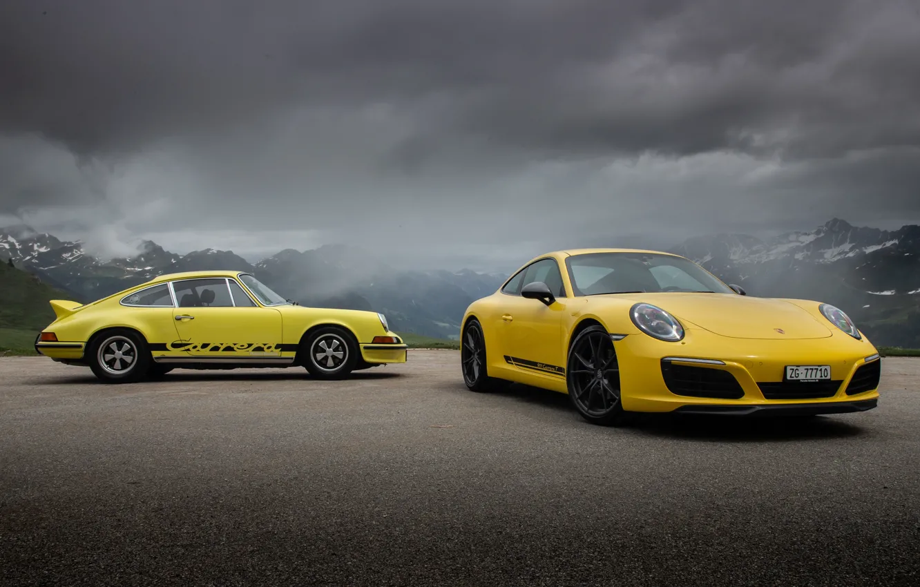 Фото обои 911, Porsche, yellow, Porsche 911 Carrera RS, Porsche 911 Carrera T