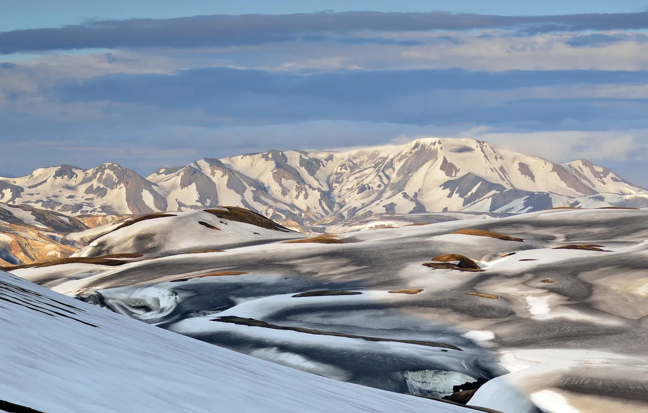 Фото обои небо, снег, пейзаж, горы, Исландия
