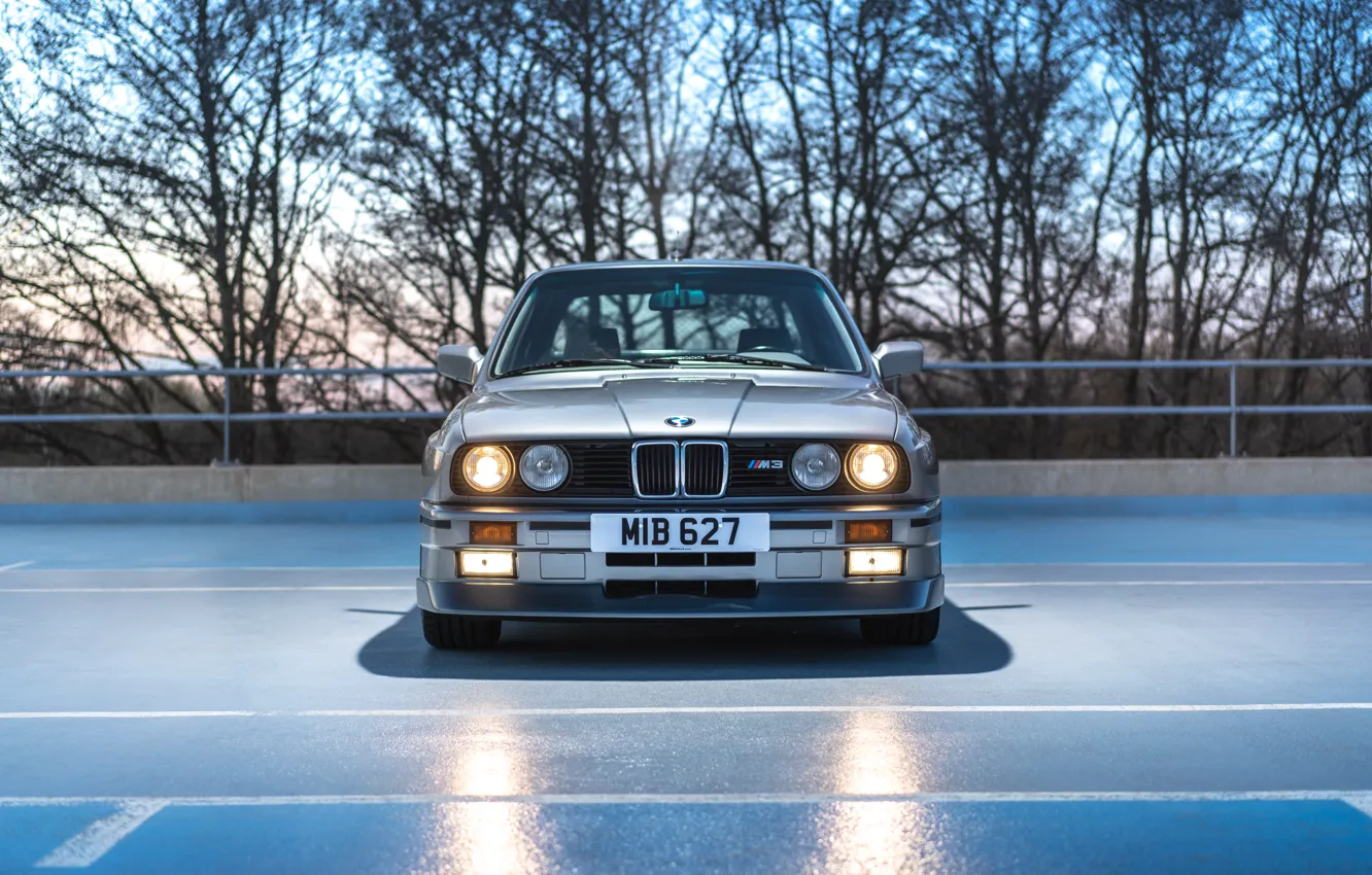 Фото обои BMW, E30, front view, headlights, BMW M3 Coupe, M3