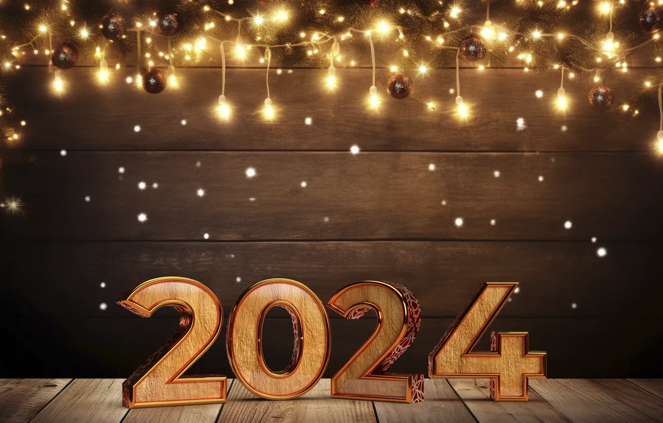 Фото обои фон, золото, Новый Год, цифры, golden, new year, гирлянда, happy