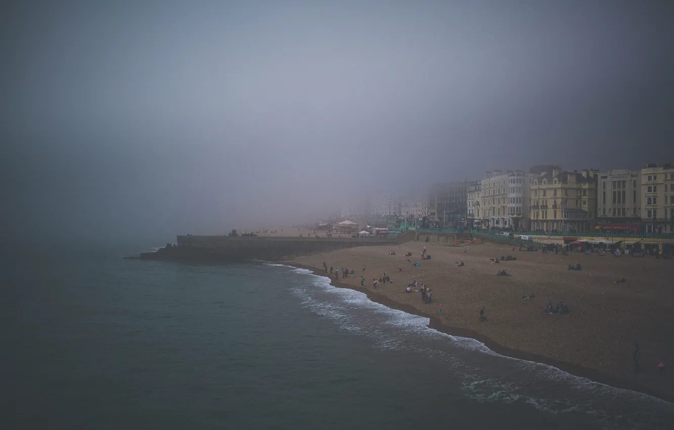 Фото обои beach, people, fog
