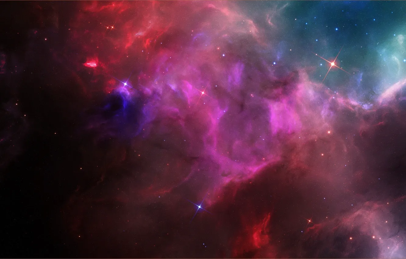 Фото обои космос, туманность, свечение, звёзды, яркое, Space nebula