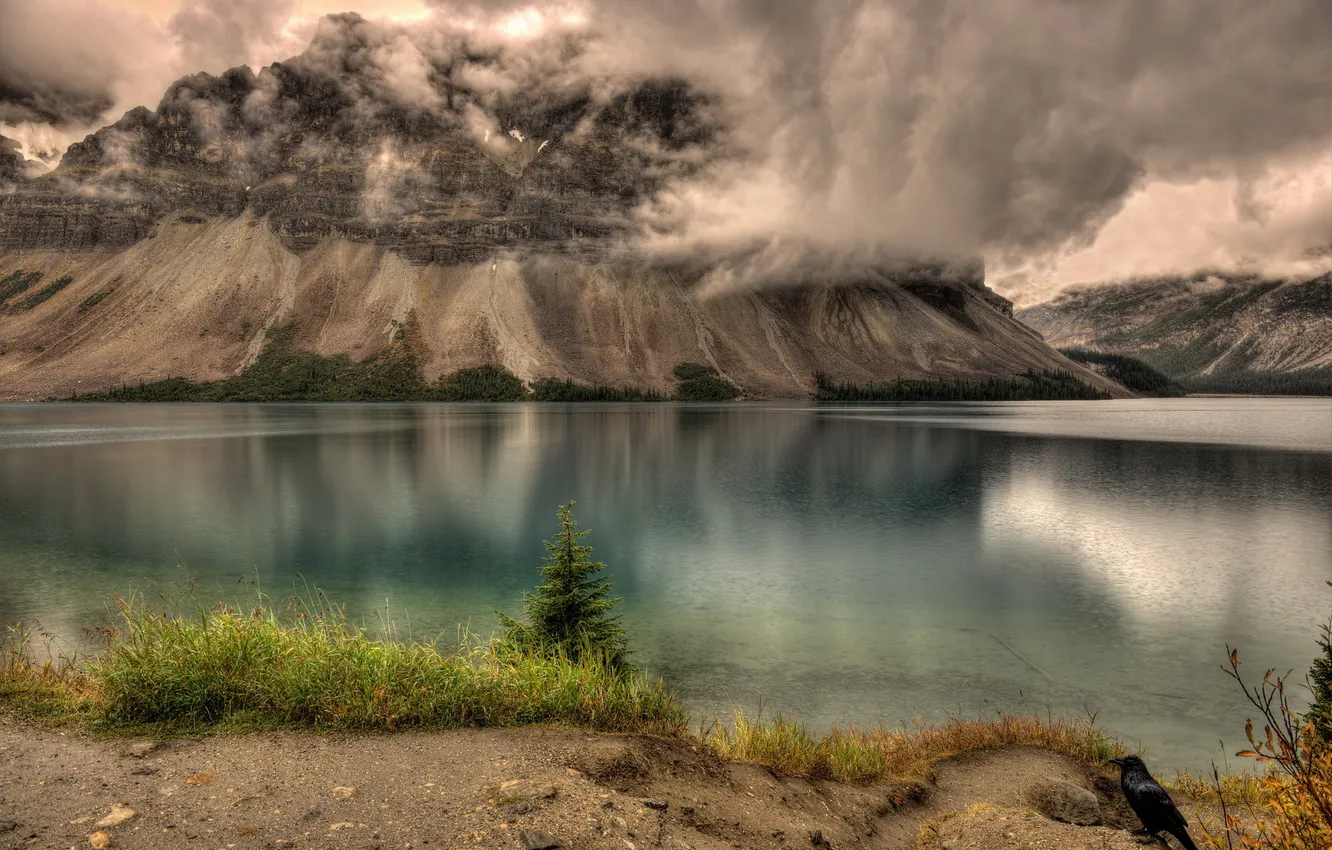 Фото обои пейзаж, горы, озеро