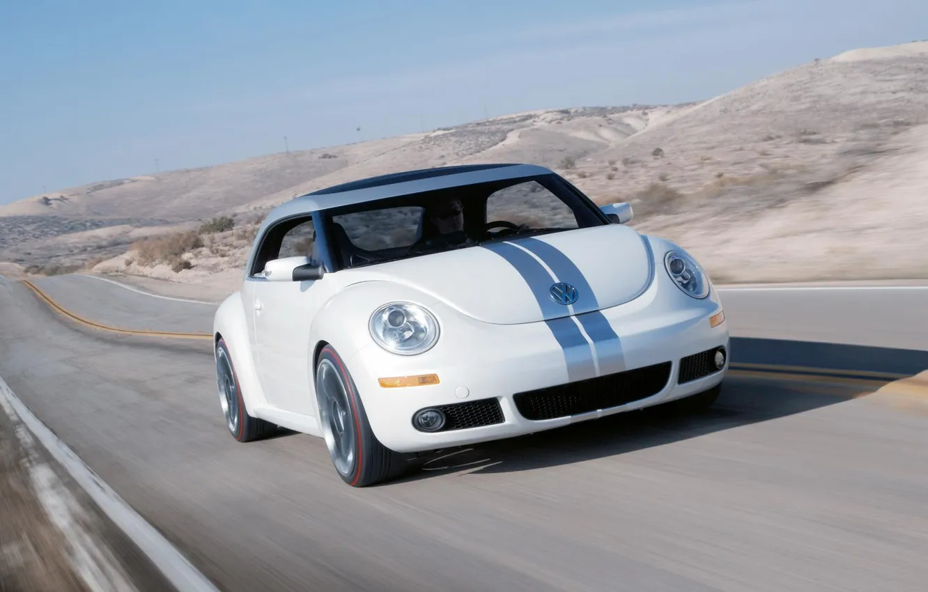 Фото обои Дорога, Автомобиль, Concept Car, Volksvagen, Фольксваген, New Beetle, Ragester