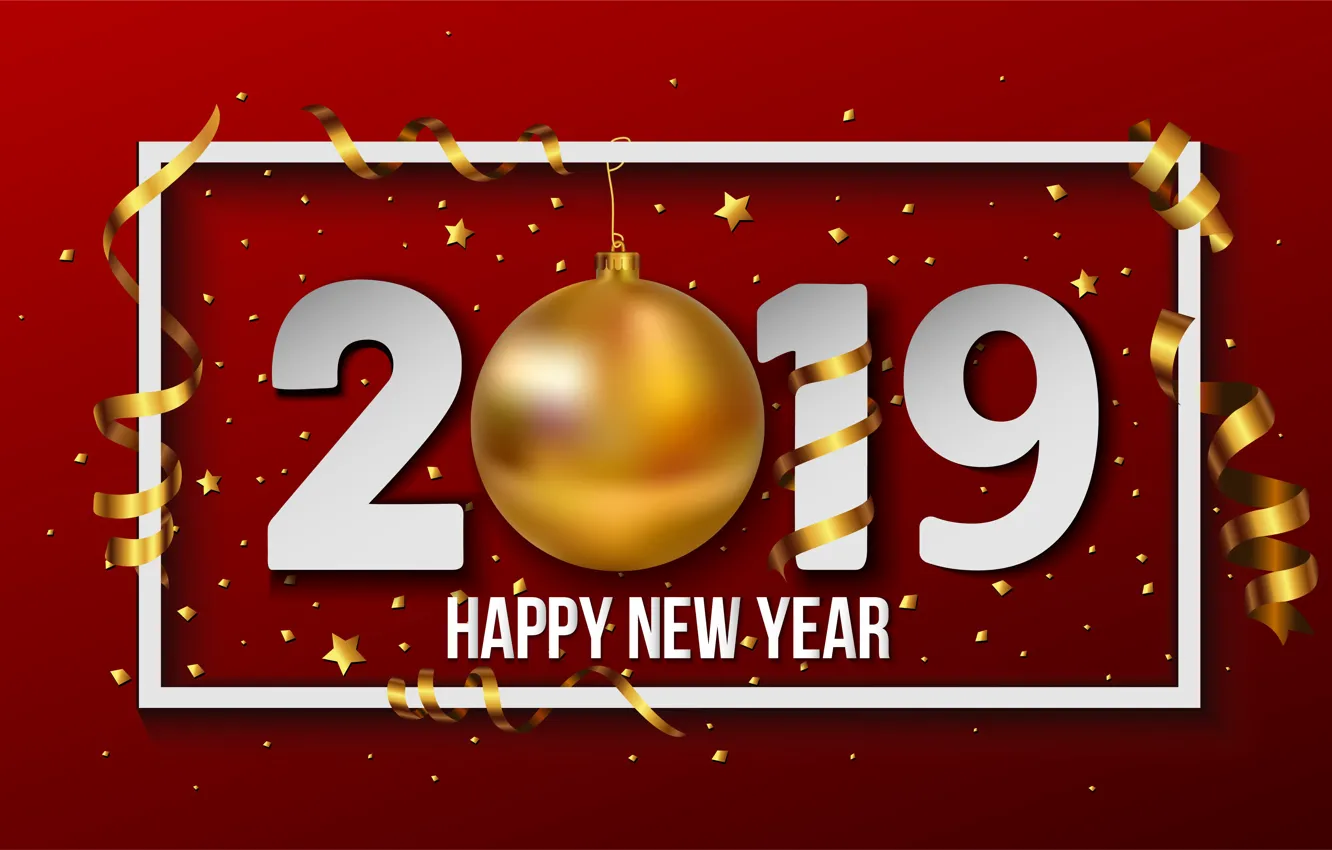 Фото обои фон, золото, Новый Год, цифры, golden, New Year, Happy, 2019