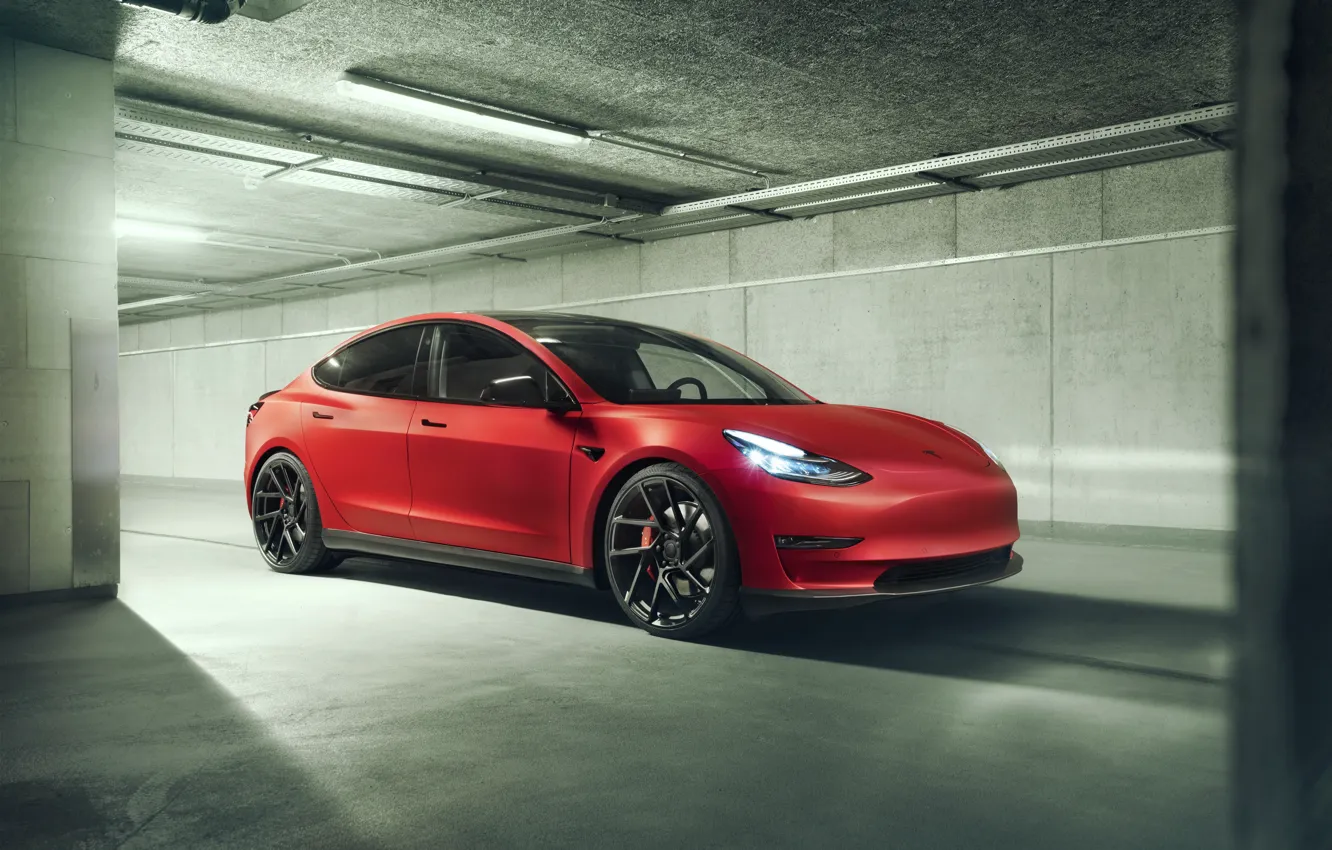 Фото обои Tesla, Novitec, Model 3, 2019