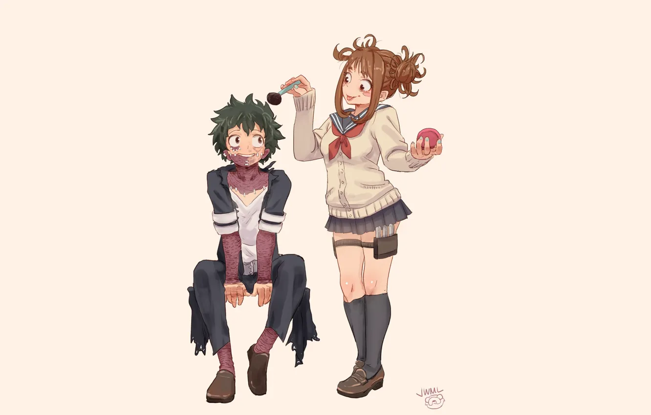 Фото обои Boku no Hero Academia, Моя геройская академия, Мидория Изуку, Toga Himiko, Midoriya Izuku