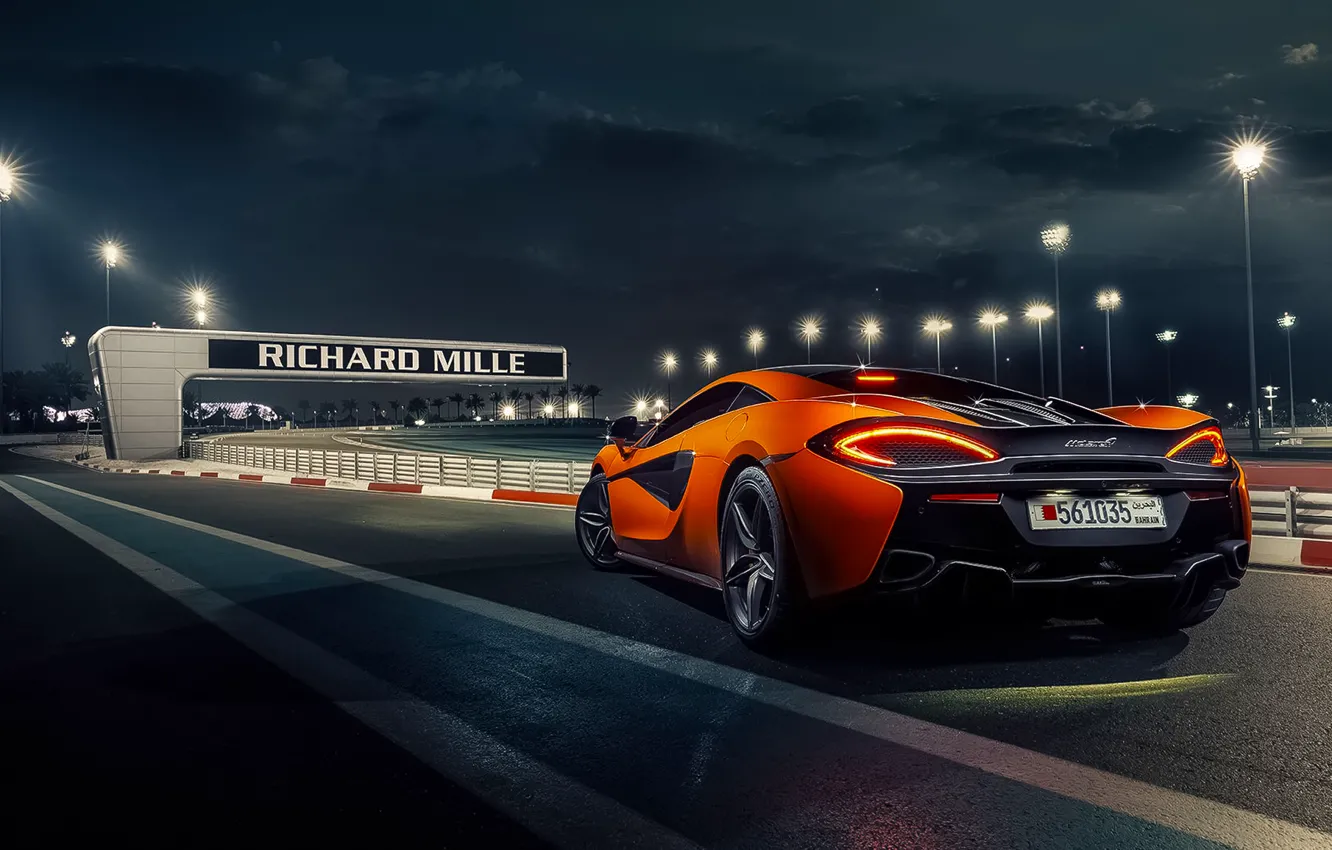 Фото обои McLaren, Orange, Race, Power, Supercar, Track, 570S
