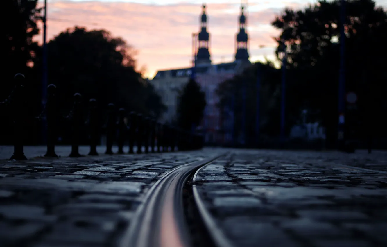 Фото обои ночь, город, улица