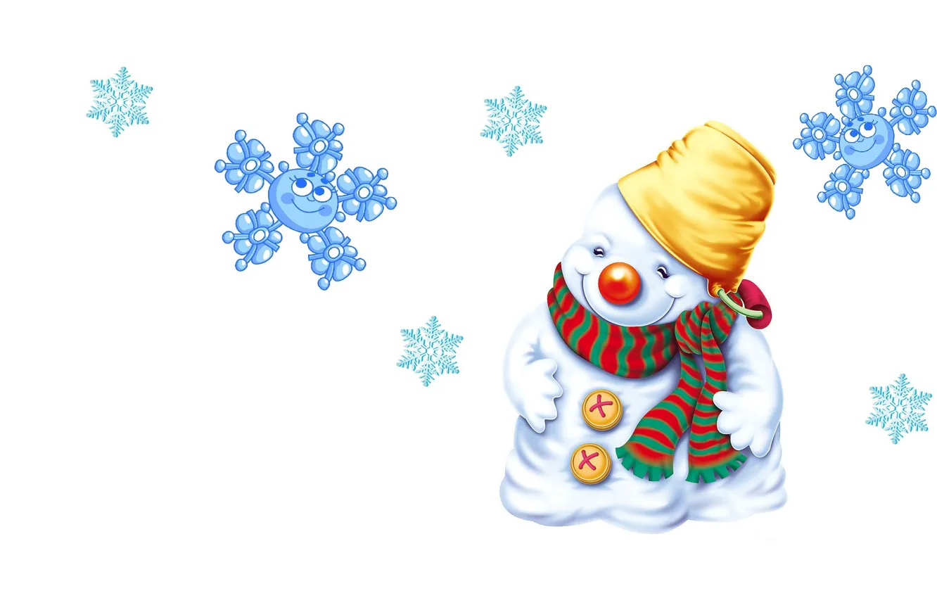 Фото обои зима, настроение, праздник, минимализм, арт, Новый год, снежинка, детская