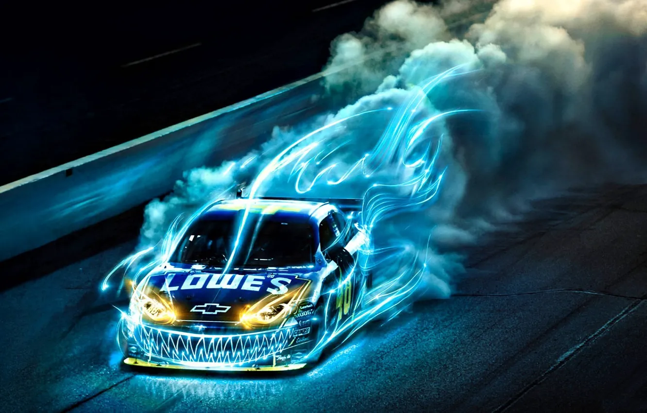 Фото обои синий, гонка, скорость, монстр