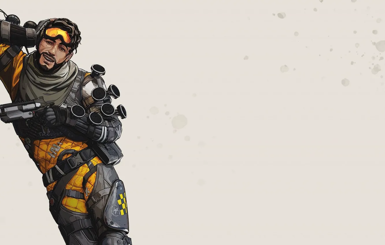 Фото обои игра, арт, парень, серый фон, персонажи, Apex Legends