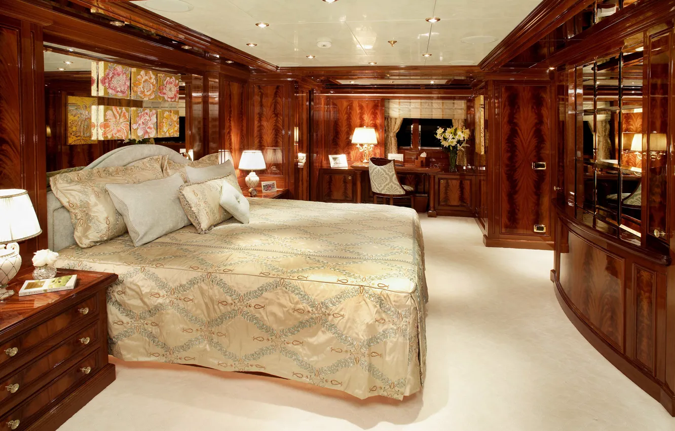 Фото обои дизайн, стиль, интерьер, яхта, люкс, каюта