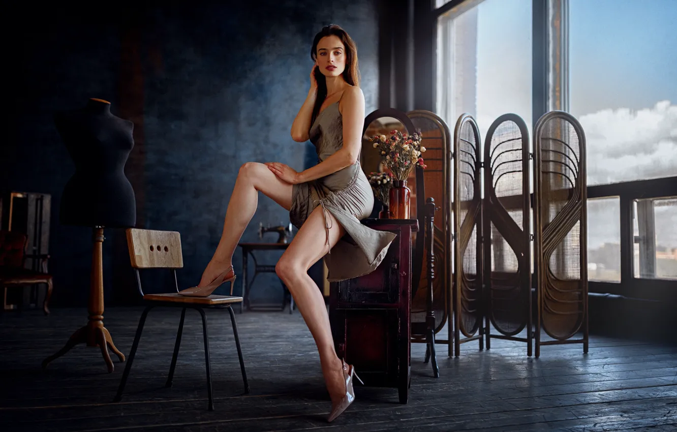 Фото обои взгляд, девушка, фигура, стройная, ножки, красотка, Георгий Чернядьев, Georgy Chernyadyev