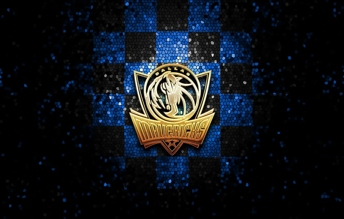 Фото обои wallpaper, sport, logo, basketball, NBA, Dallas Mavericks, glitter, checkered