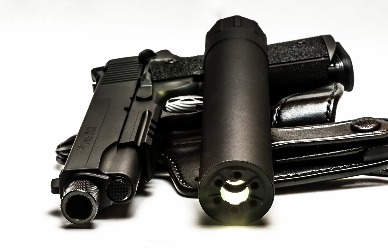 Фото обои пистолет, оружие, фонарь