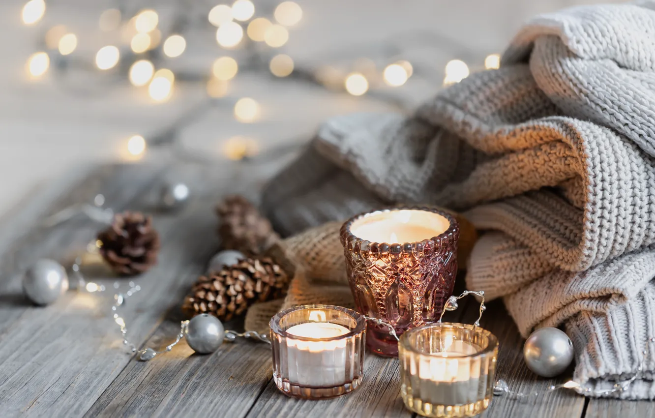 Фото обои украшения, свечи, Рождество, Новый год, christmas, new year, vintage, winter