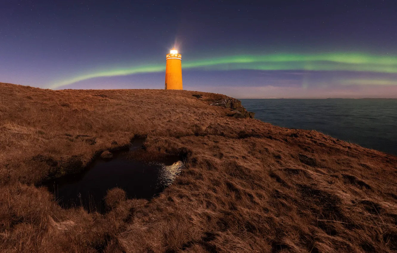 Фото обои побережье, маяк, Исландия