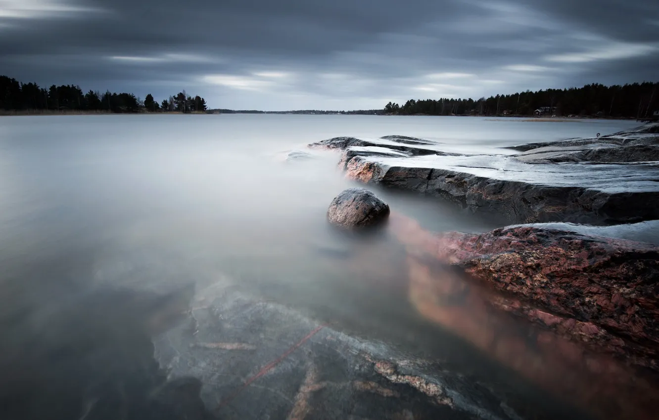 Фото обои море, пейзаж, камни, Sweden, Västra Skagene in Värmland