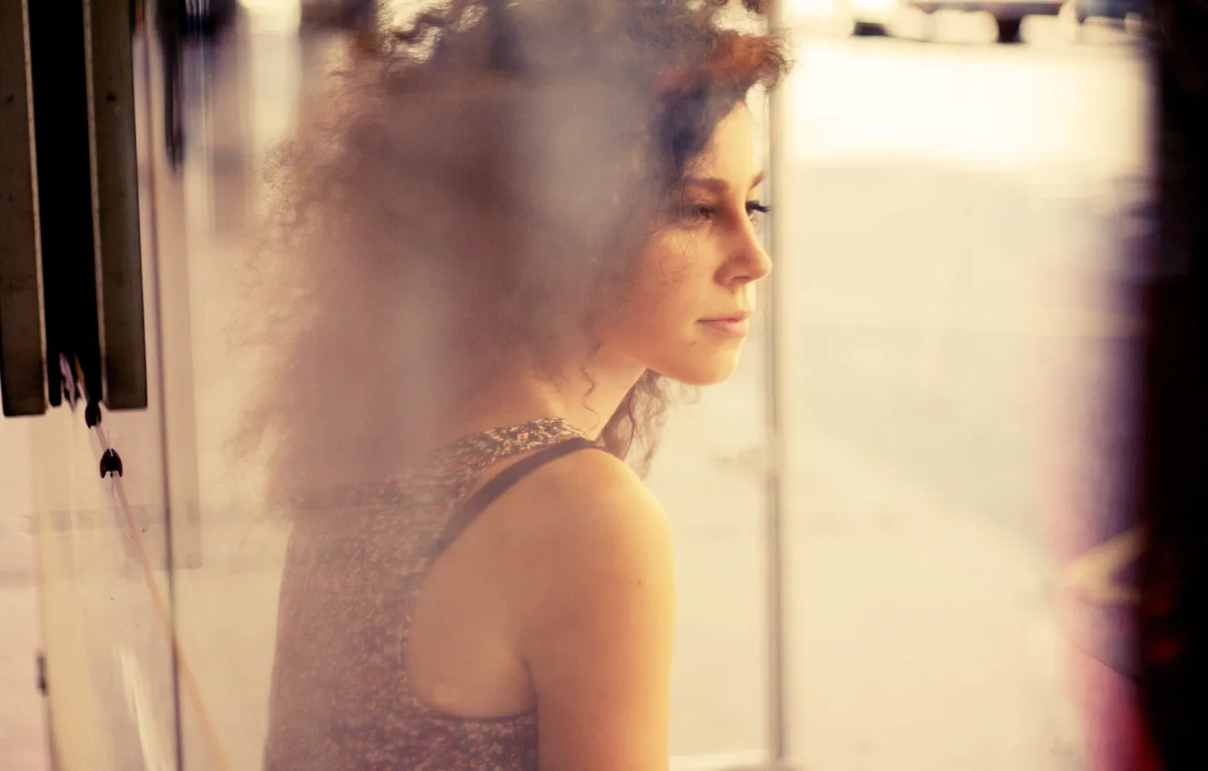 Фото обои девушка, волосы, кудри