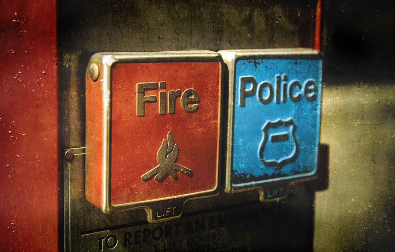 Фото обои полиция, кнопки, пожарная