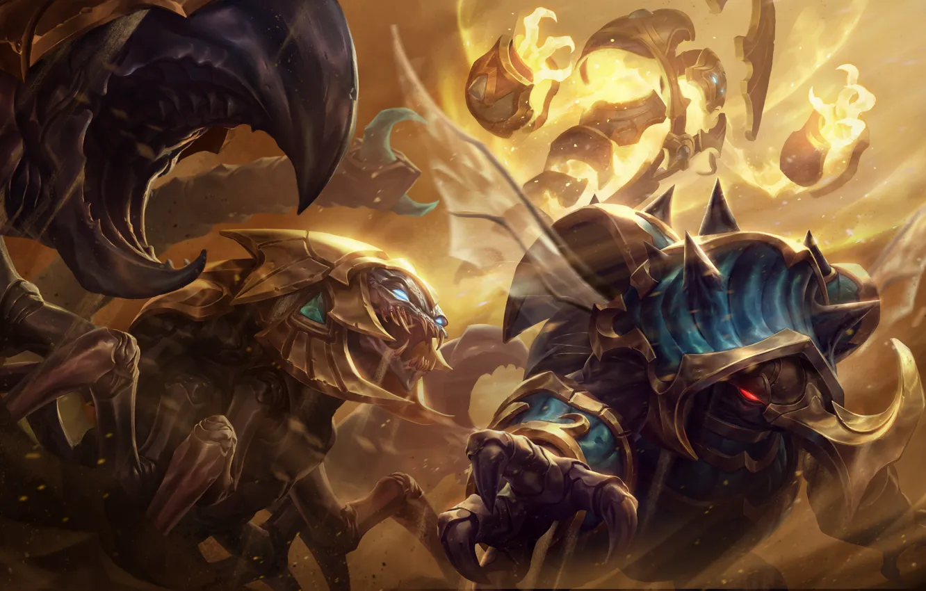 Фото обои фэнтези, League of Legends, Riot Games, Xerath, Rammus, Skarner, SixMoreVodka