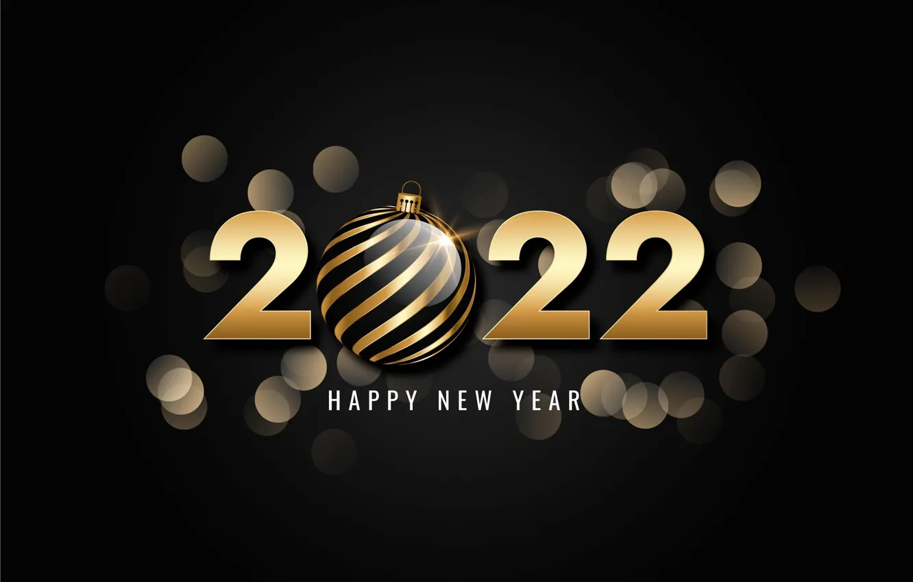 Фото обои золото, цифры, Новый год, golden, черный фон, new year, happy, luxury