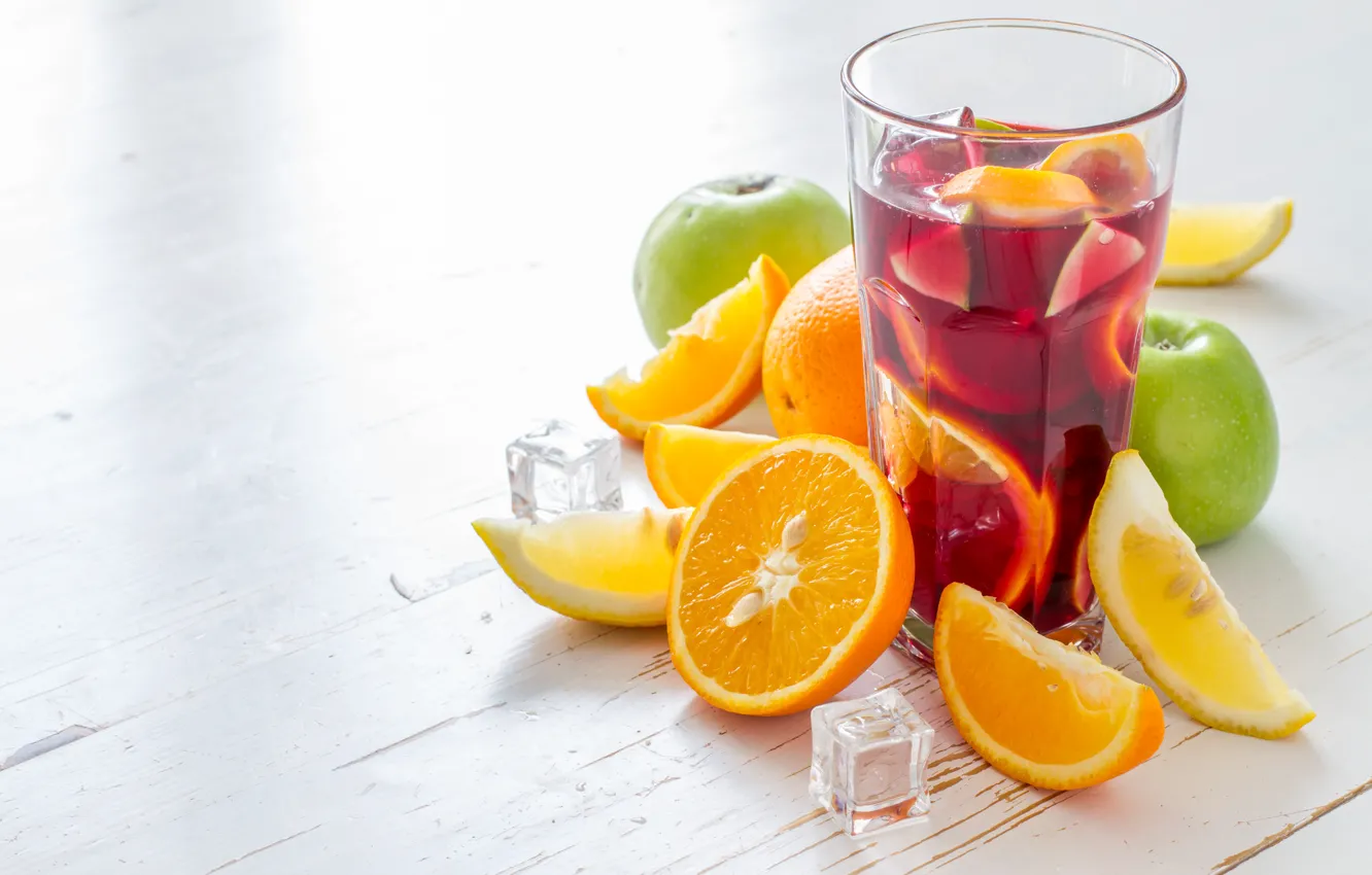 Фото обои лимон, апельсин, Яблоко, Коктейль, Лед, напиток, фрукты, Сок