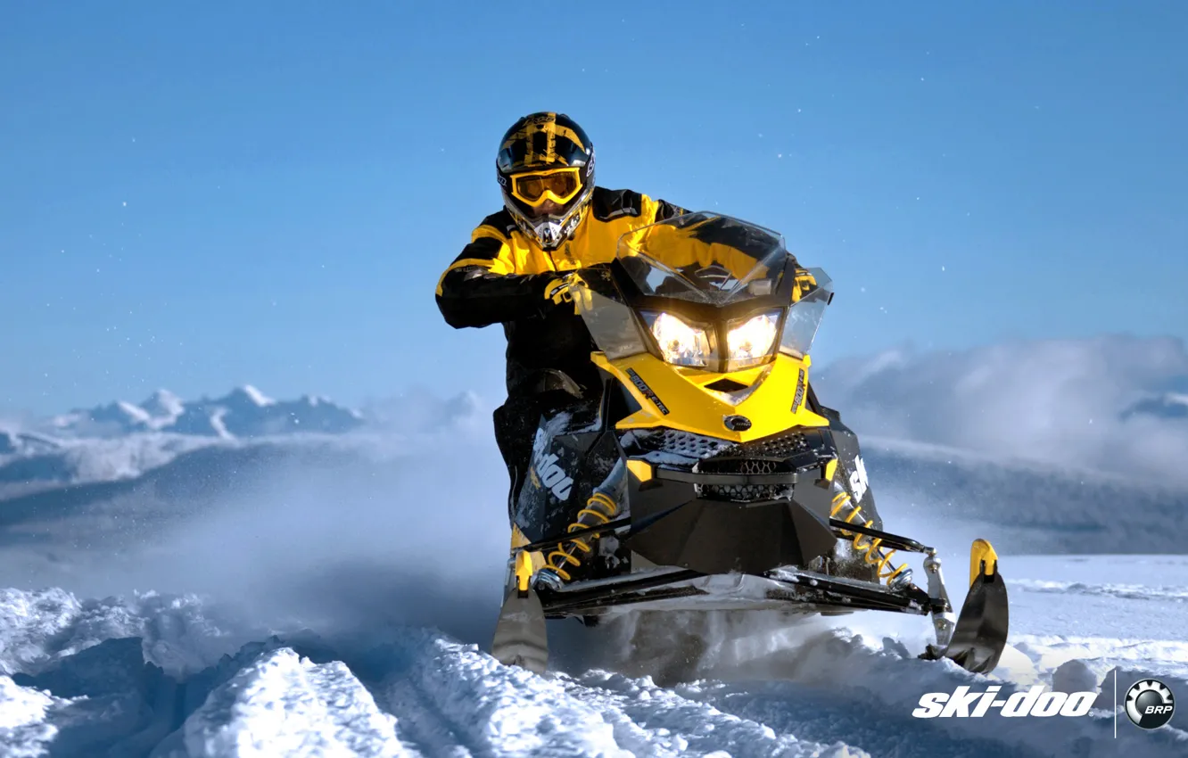 Фото обои снег, жёлтый, спорт, sport, snow, снегоход, 800, snowmobile